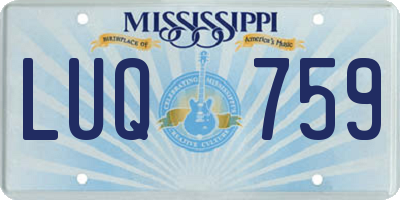 MS license plate LUQ759