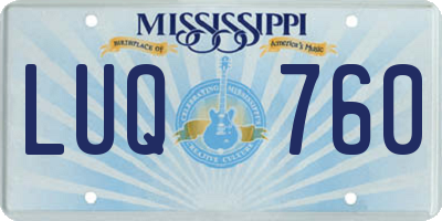 MS license plate LUQ760