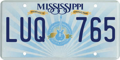 MS license plate LUQ765