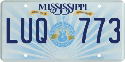 MS license plate LUQ773