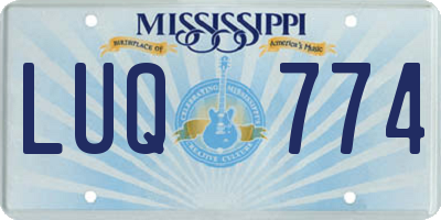 MS license plate LUQ774