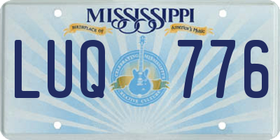 MS license plate LUQ776