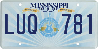 MS license plate LUQ781