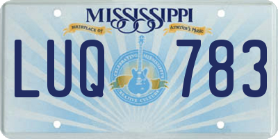MS license plate LUQ783