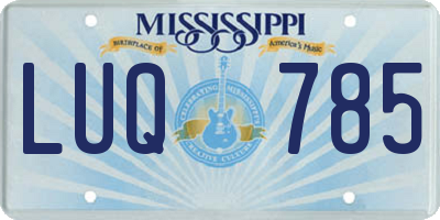 MS license plate LUQ785