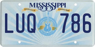 MS license plate LUQ786