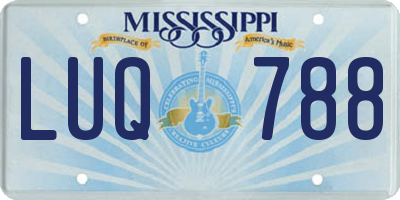 MS license plate LUQ788