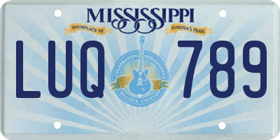 MS license plate LUQ789