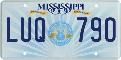 MS license plate LUQ790