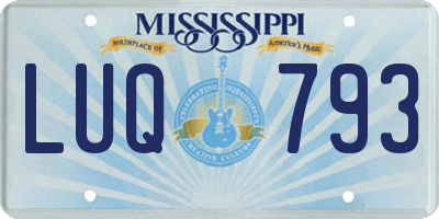 MS license plate LUQ793