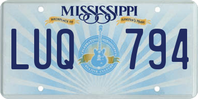 MS license plate LUQ794