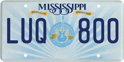 MS license plate LUQ800