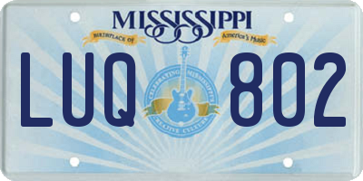 MS license plate LUQ802