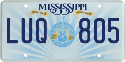 MS license plate LUQ805