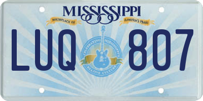 MS license plate LUQ807