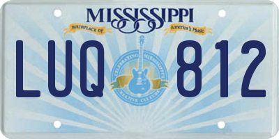 MS license plate LUQ812