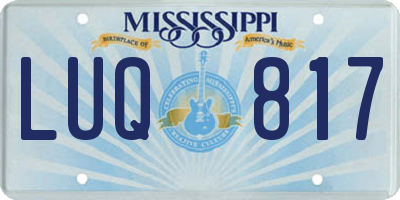 MS license plate LUQ817
