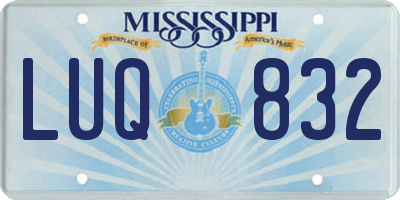 MS license plate LUQ832