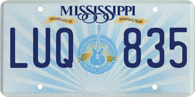 MS license plate LUQ835