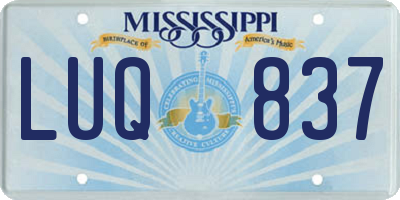 MS license plate LUQ837