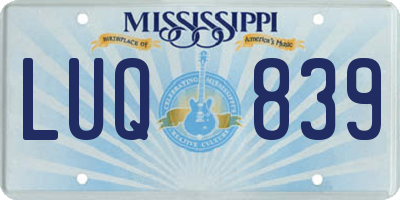 MS license plate LUQ839