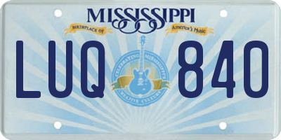 MS license plate LUQ840