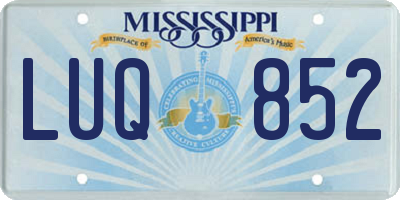MS license plate LUQ852