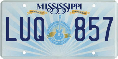 MS license plate LUQ857