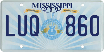 MS license plate LUQ860