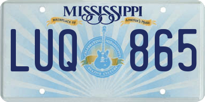 MS license plate LUQ865