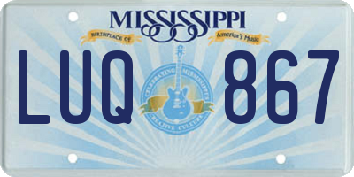 MS license plate LUQ867
