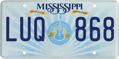 MS license plate LUQ868