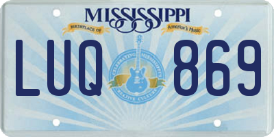 MS license plate LUQ869
