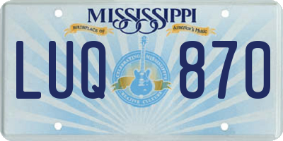 MS license plate LUQ870
