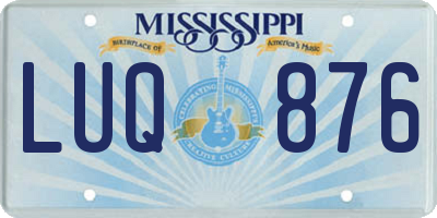 MS license plate LUQ876
