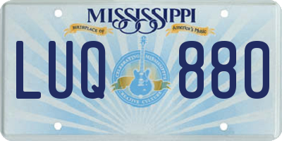 MS license plate LUQ880