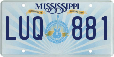 MS license plate LUQ881
