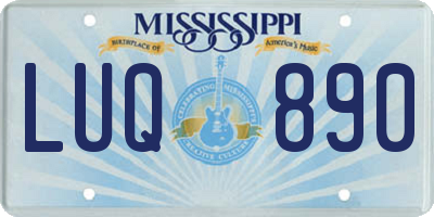 MS license plate LUQ890