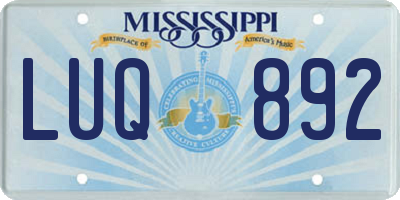 MS license plate LUQ892