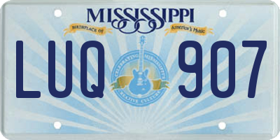 MS license plate LUQ907