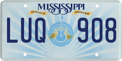 MS license plate LUQ908