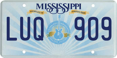 MS license plate LUQ909