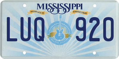 MS license plate LUQ920