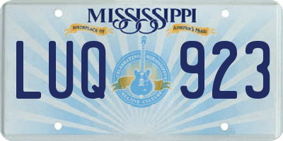 MS license plate LUQ923