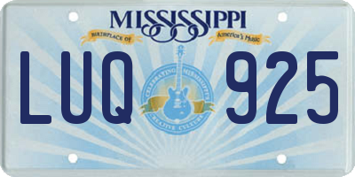 MS license plate LUQ925