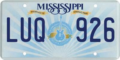 MS license plate LUQ926