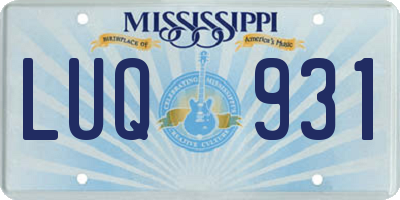 MS license plate LUQ931