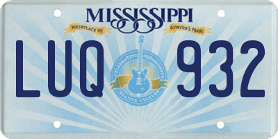 MS license plate LUQ932