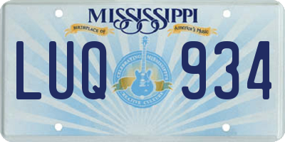 MS license plate LUQ934