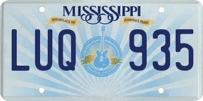 MS license plate LUQ935